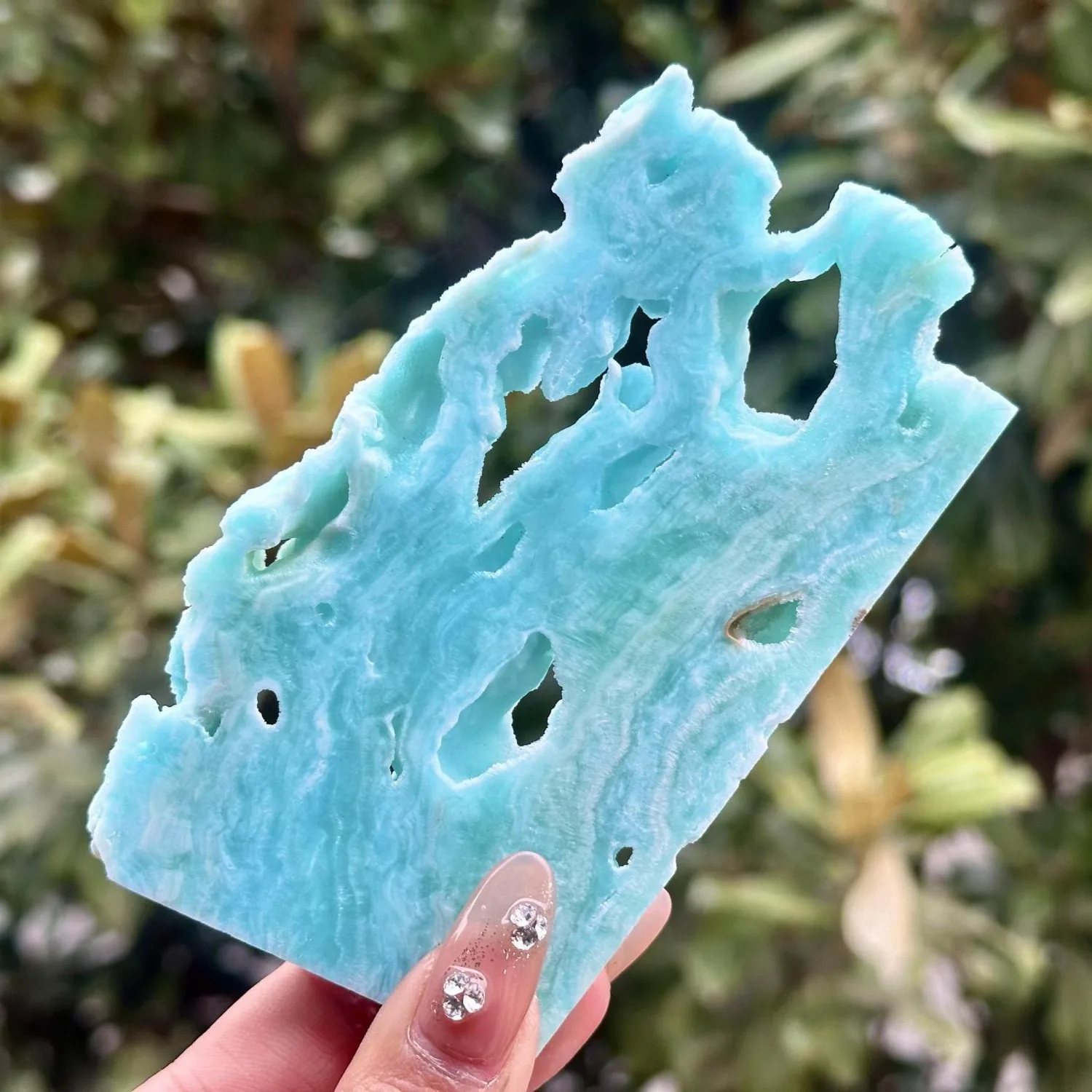 1pc Natural Hemimorphite Irregular Crystal Slice - Mineral Specimen with Blue & White Marbled Pattern, Bohemian Style