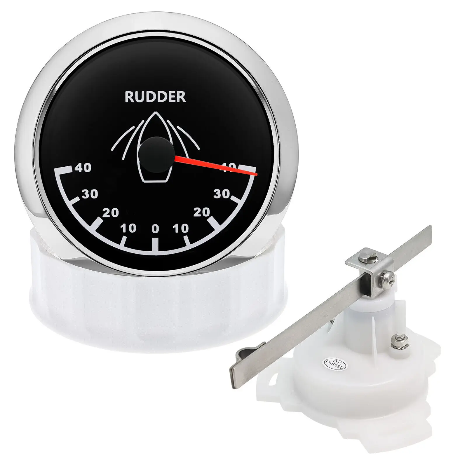 Black 85mm Rudder Angle Indicator Gauge Meter 0-190ohm with Red Backlight 9-32V for Marine Boat Vessels