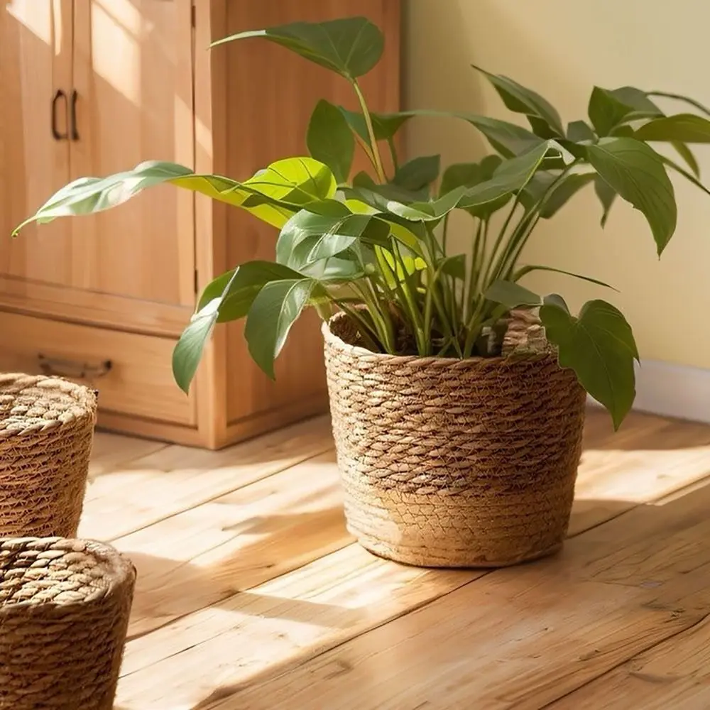 1Pcs Garden Terraces Flower Pot Basket Planter Basket Furniture Decoration Grass Woven Flowerpot Mini/S/M/L Rattan Straw
