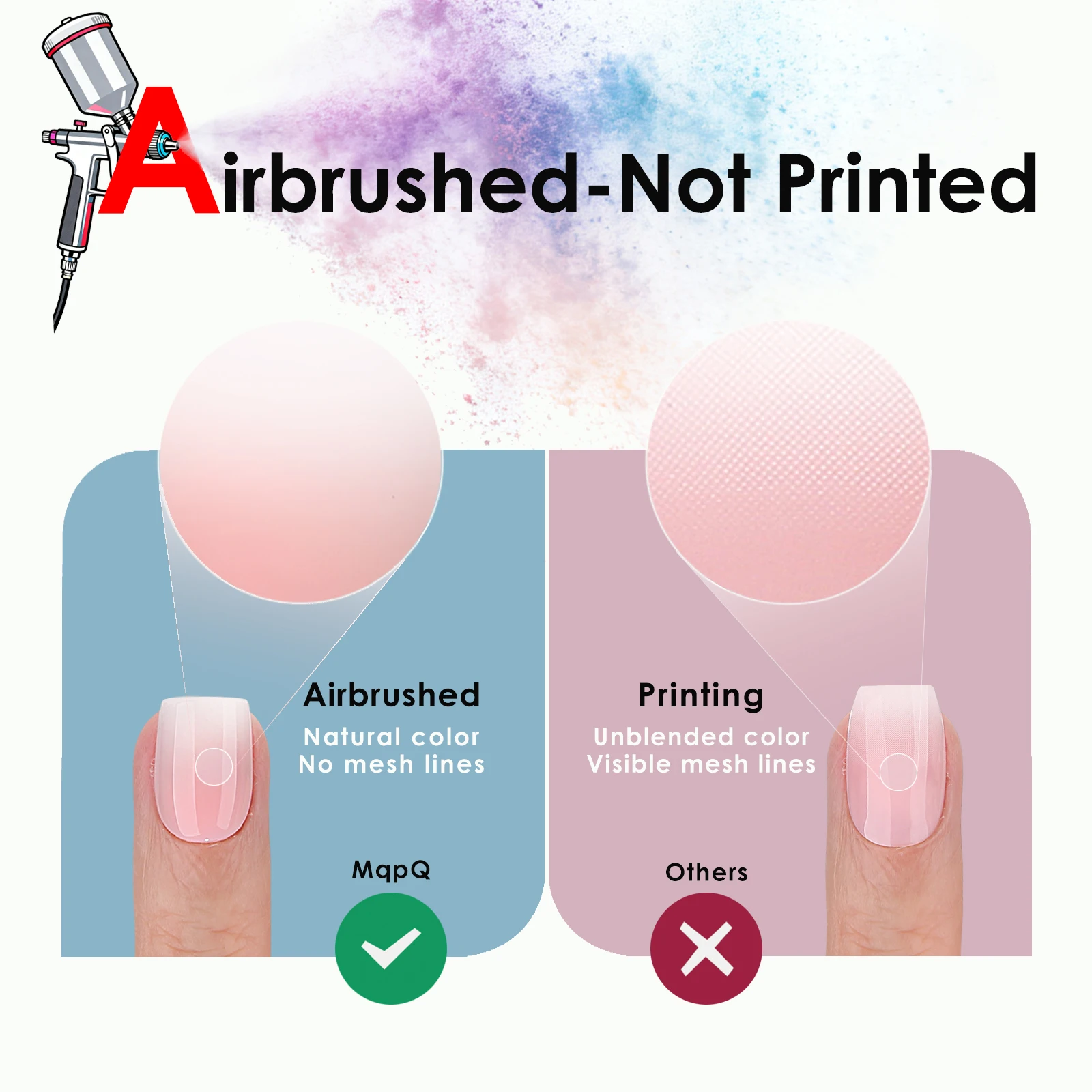 Bébé rose Ombre presse sur ongles carré court faux ongles aérographe couleur naturelle 30 pièces/ensemble