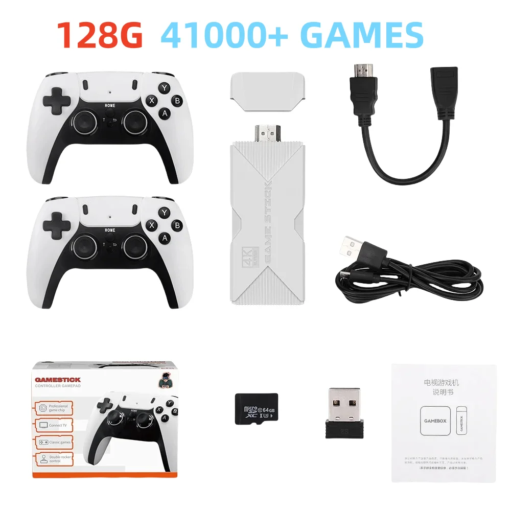 TOP P5 PRO Console per videogiochi 2.4G doppio Controller Wireless Game Stick 4K 41000 giochi 128GB giochi retrò regalo di natale per ragazzo