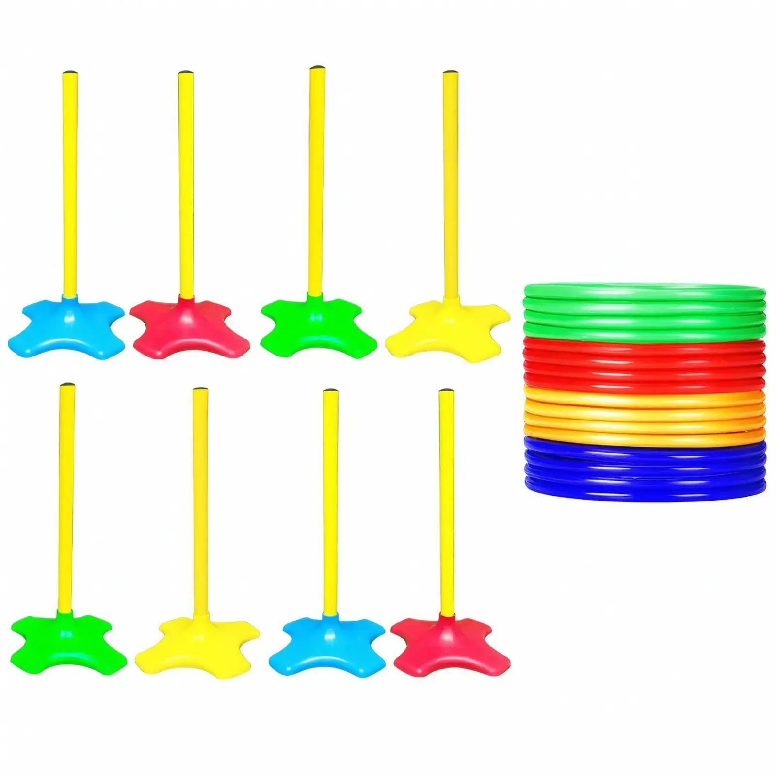 Kids Ring Toss Toy Set 8 Rings PVC Throwing Game with Storage Bag for Hand Eye Coordination Active Play Indoor Outdoor Party