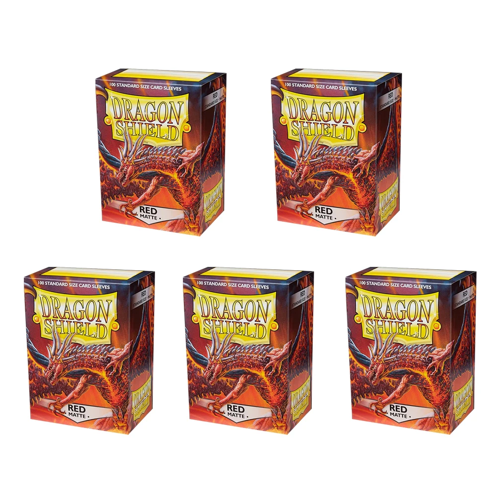 5 PACK Dragon Shield Red TCG Board Game Standard Size Sleeves Play Card Protector MTG/PKM Cover 66x91mm