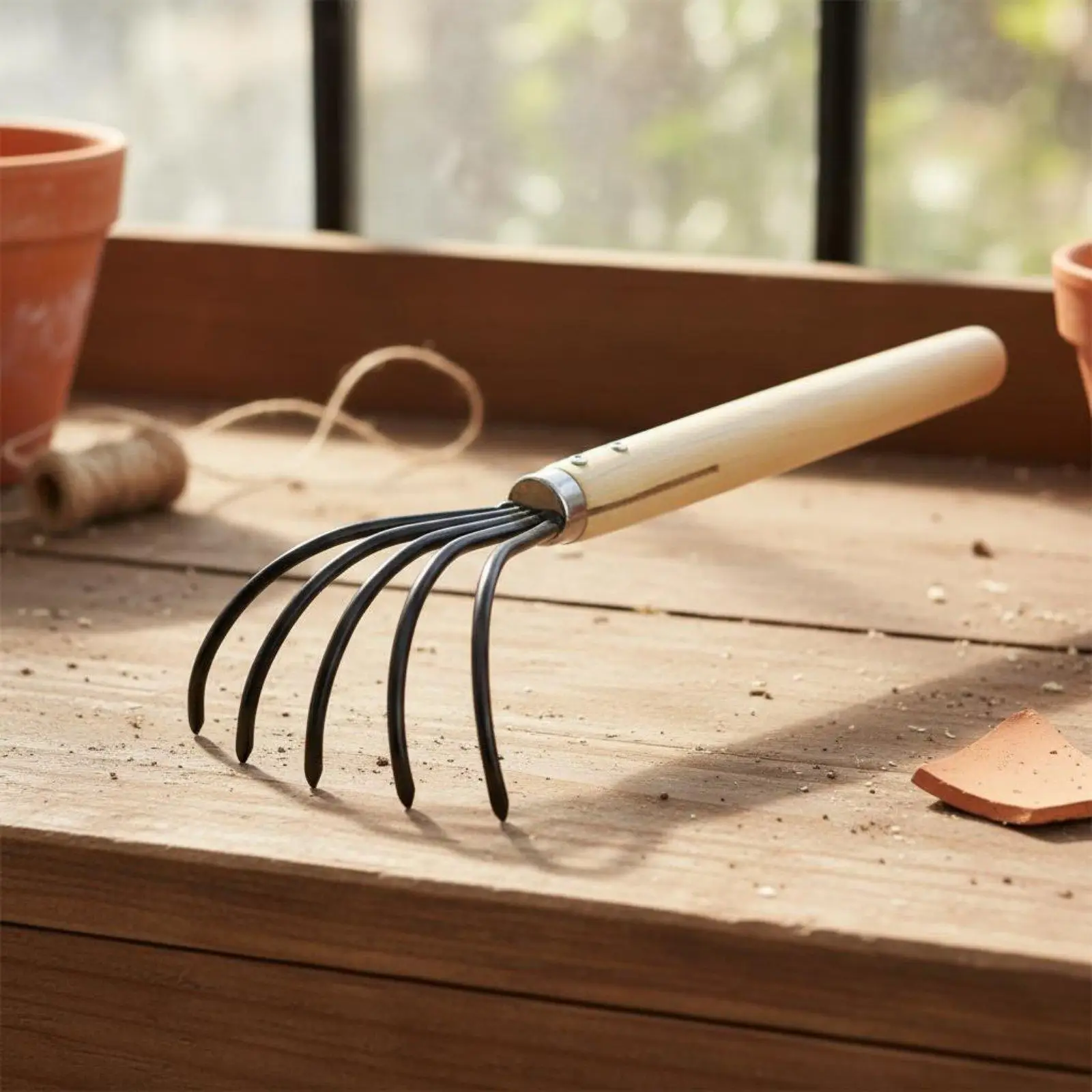 Mini Garden Rake Reinforced Blade & Grip Tiller Tool Easy to Use