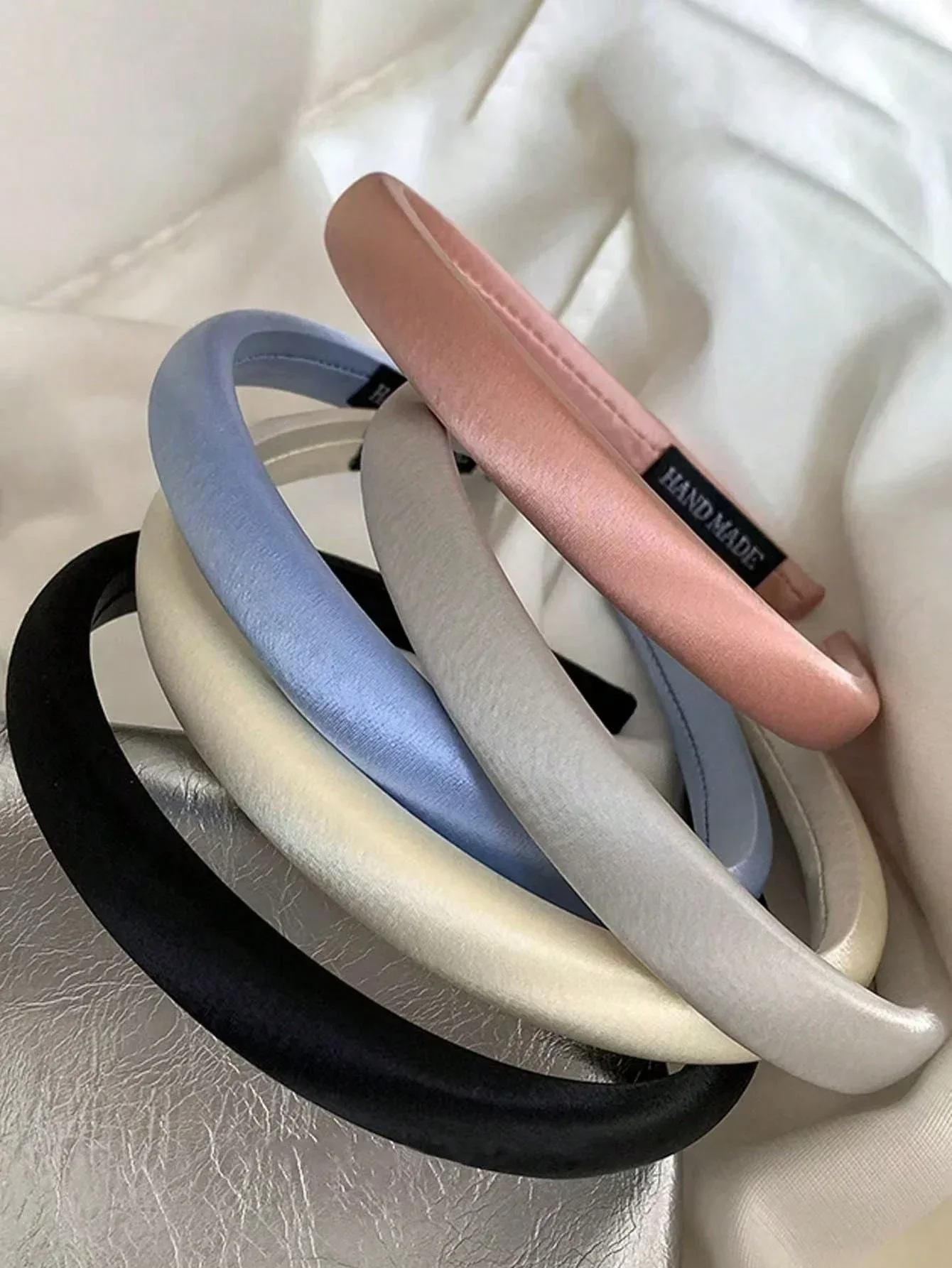 

Shiny Satin Headband For Women Solid Color Elegant Retro Hair Hoop Accessory