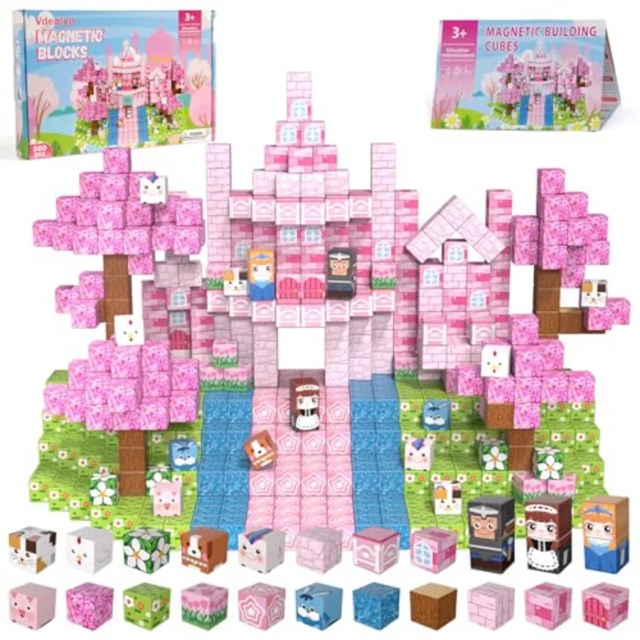 

STEM Montessori sensory toy for kids age 3-12: 300 pcs magnetic building blocks ABS plastic multicolor strong neodymium magnets