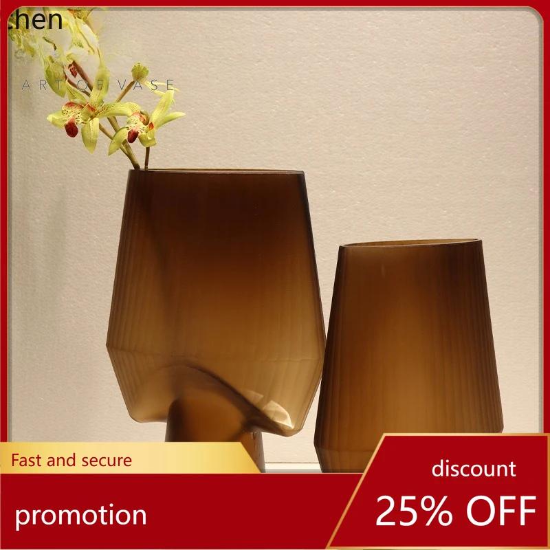 

HXL Frosted Multi-Faceted Transparent Glass Vase Hydroponic Fresh Flower Decorative Flower Container