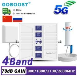 Goboost 3g 4g 5g Signal Amplifier n7 n20 n28 900 1800 2100 MHz Cellular Mobile Signal Repeater 360° Omni Antenna Booster Kit