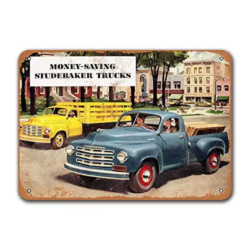 Game Room Home Restaurant Office Wall Decor 1950 Studebaker Trucks Tin Metal Signs Vintage Cars Bar Poster Garage Pub 16x12 inc