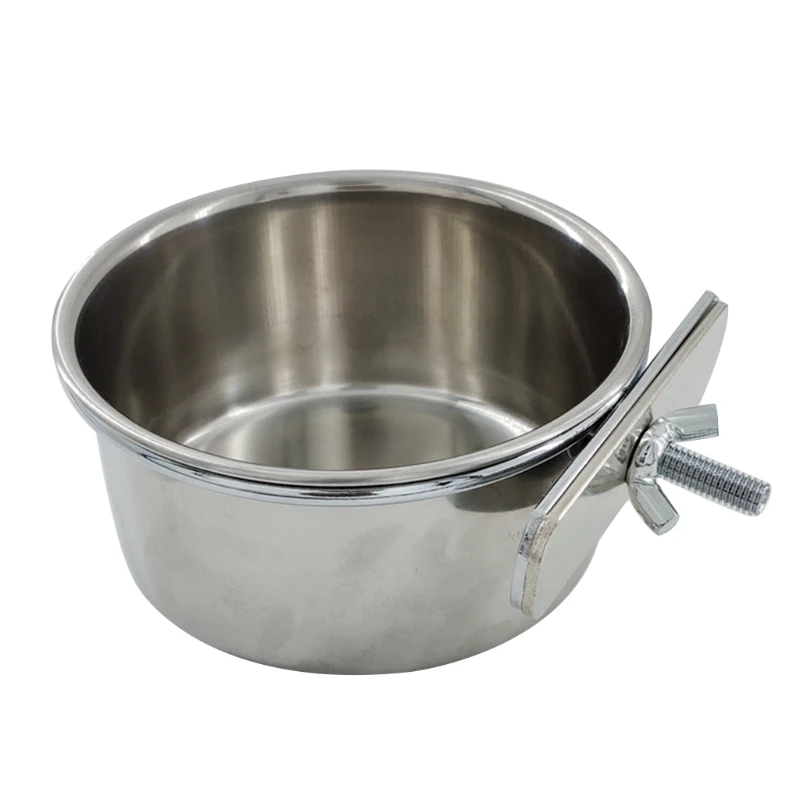 Y1UB S/for M/L/XL Stainless Steel Pet Parrot Feeding Drinking Cup Birds Foods Dish Water Cage Anti-turnover Hanging Bowl