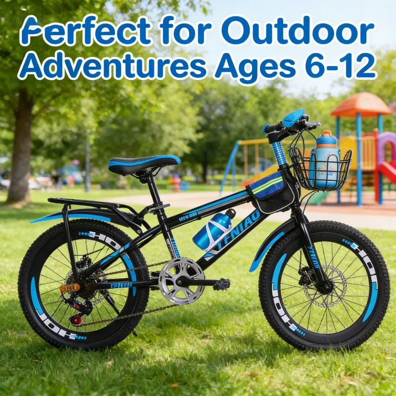 Black and Blue Variable Speed Disc BrakeCar Basket, Rear Seat, Gift Bag, Children's Bicycle Disc Brake, Variable Speed Mountain