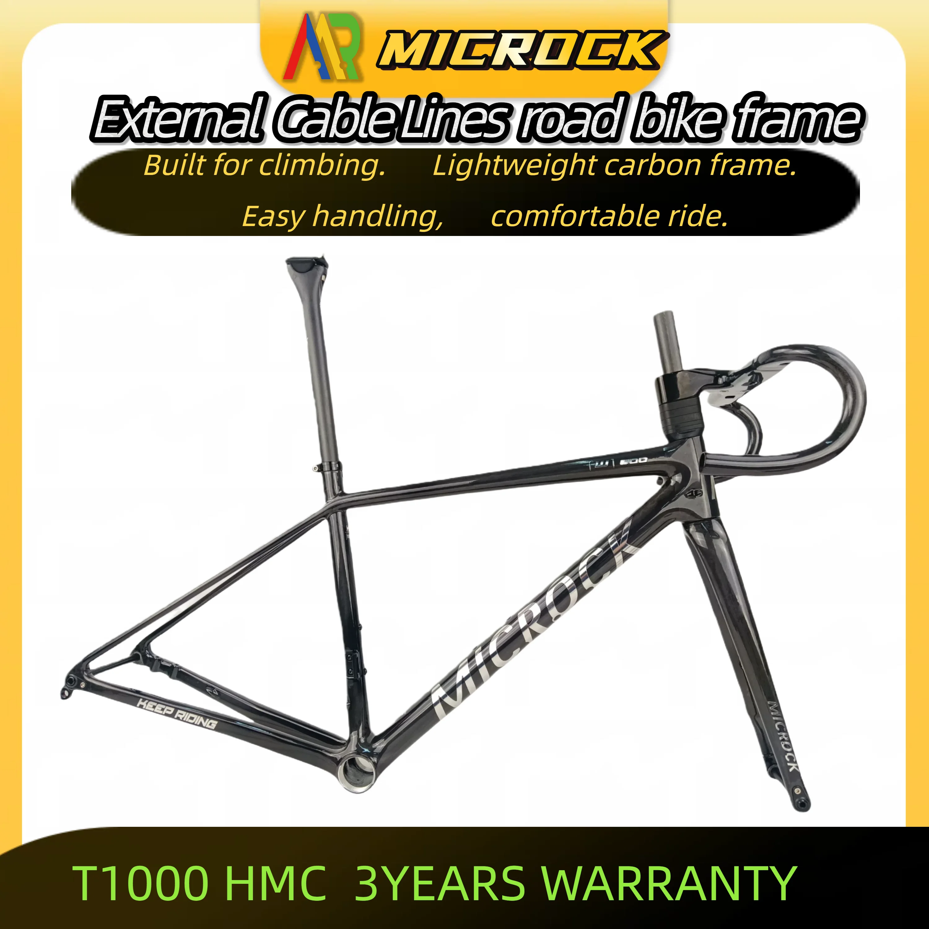 

External Rounting Cable Lines Superlight Full Carbon Fiber T800 Road Bike Frame Aethos model 800g with Integrated Handlebar
