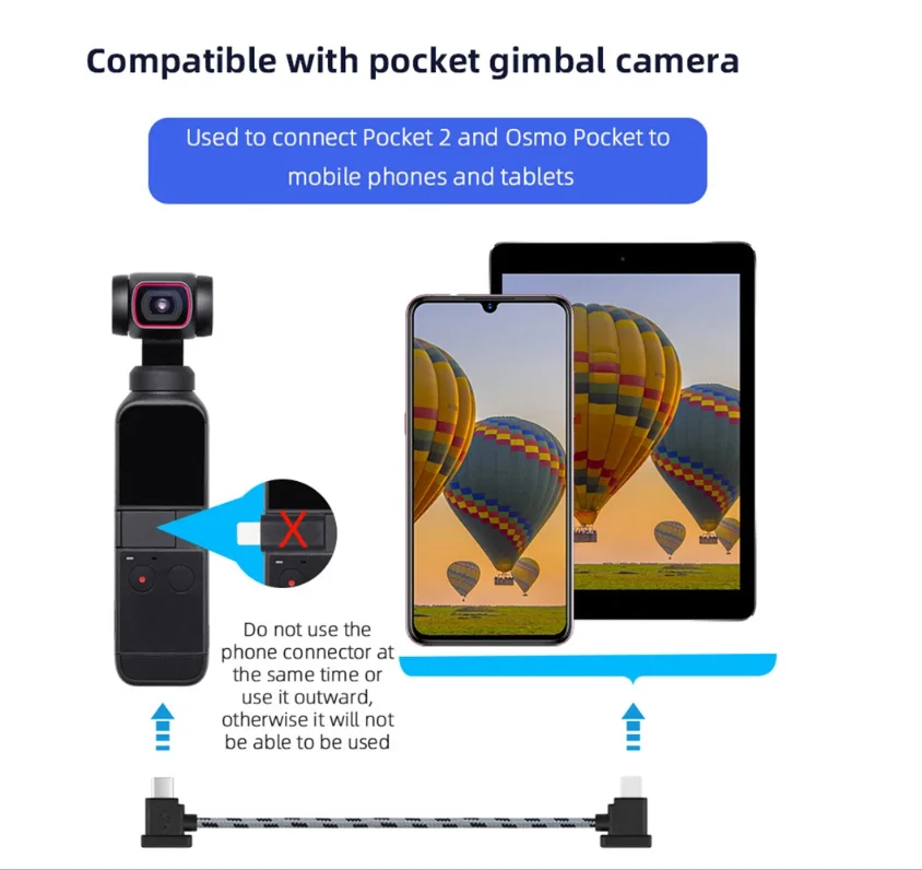 Remote Controller Cable for DJI Mavic 3/Mini 3/pro/Mini 2 Mavic Air 2 Nylon Braided Phone Tablet OTG Data Cord for DJI Pocket 2