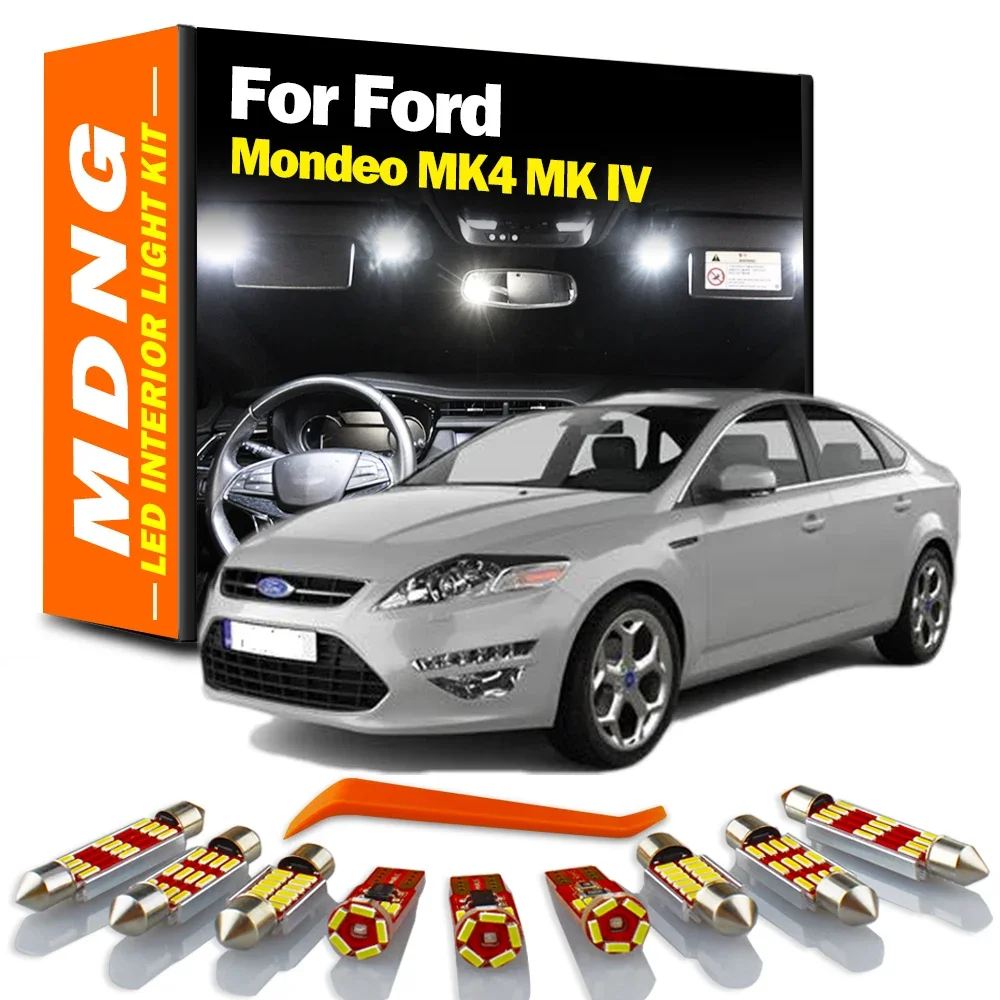 MDNG 12Pcs Canbus For Ford Mondeo MK4 MK IV Auto LED Interior Map Dome Trunk Glove Box Vanity Mirror Light Kit Car Accessories