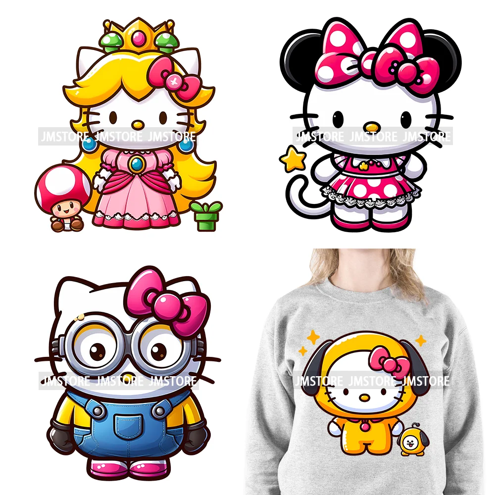 

Funny Cartoon Cat Character Costumes Princess Animal Plays Iron On DTF Transfers Stickers Ready To Press For T-shirts