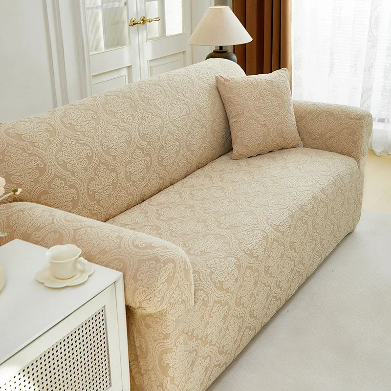 Stretch Sofa Slipcover Solid Color Sofa Couch Cover Soft Non-slip Dustproof Furniture Protector for Living Room Home Decor