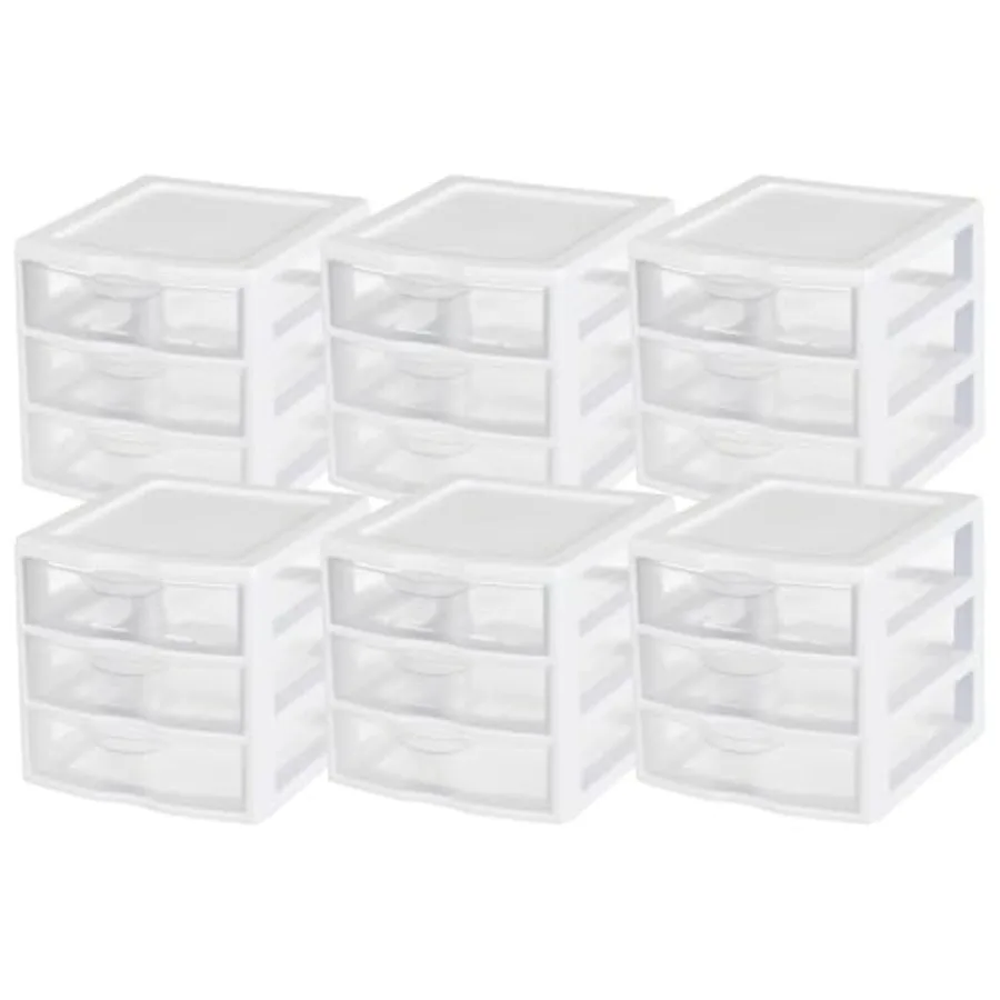 

Настольный органайзер Clearview Plastic Multipurpose с 3 выдвижными ящиками для дома, классов или офисов, белый, 6 шт.