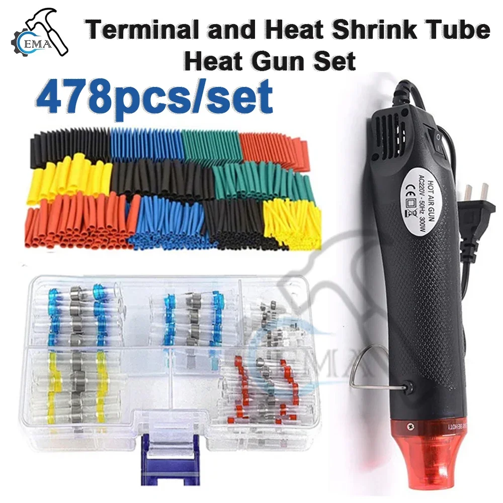 

50-478PCS Terminal Heat Shrink Tubing Cable Sleeves Waterproof Solder Seal Wire Connector Electric Cabel Protection with Heater