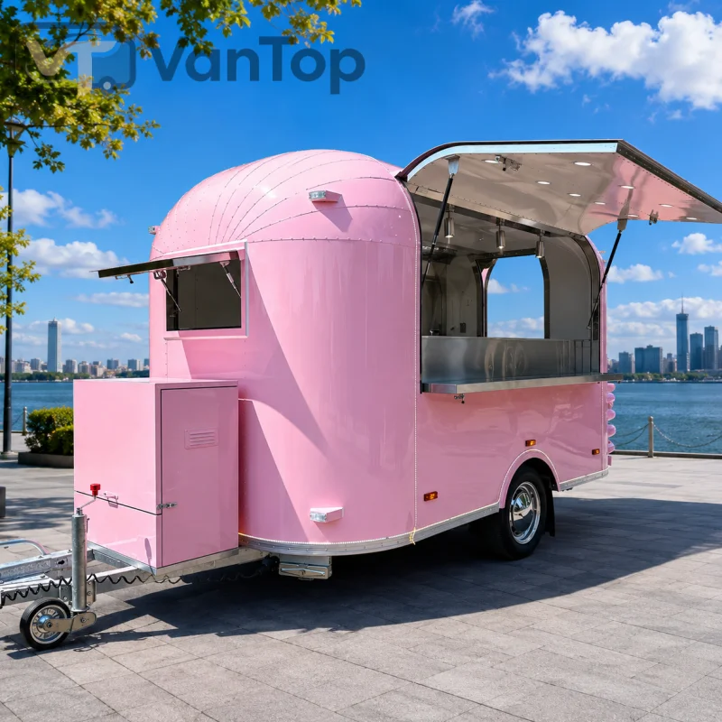 Stainless Steel Food Trailer Mobile Food Truck Trailer Commercial Kitchen Concession Trailer for Sale USA EU Standard