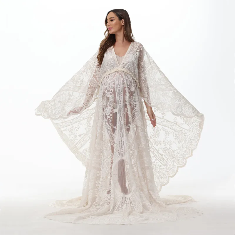 Langes Umhang im Boho-Stil, Umstandsfotografie, Requisiten, Kleider, langer Zug, Schwangerschaft, Fotoshooting, Maxikleid