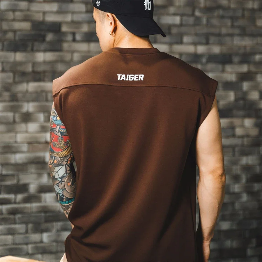

Summer New Men's Tank Top Cotton Fitness Sleeveless Shirt Gym Fitness Training Print Men's Tank Top Casual Top