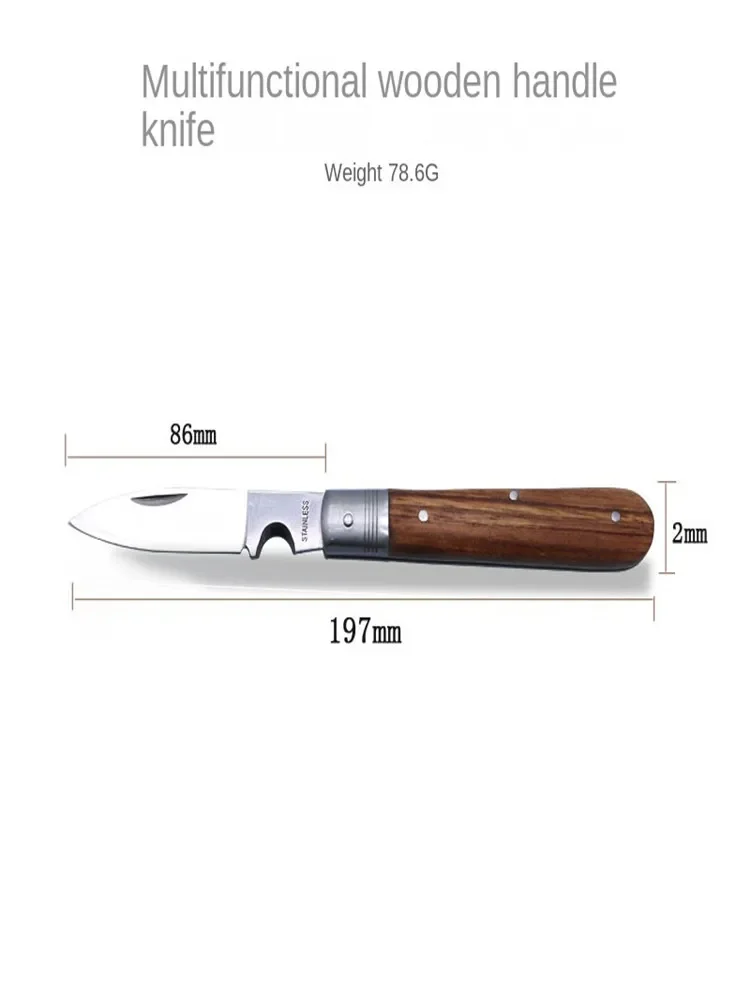 Handmade knife outdoor multi-function stainless steel portable wooden handle folding knife high hardness elastic electric knife