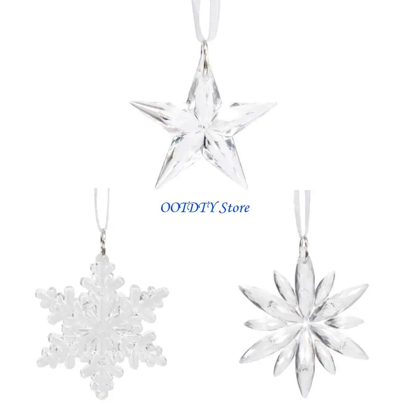 367A Unique Snowflake Pendants Christmas Tree Decor for Festive Party Decorations Shimmerings Winter Snowflake Pendants