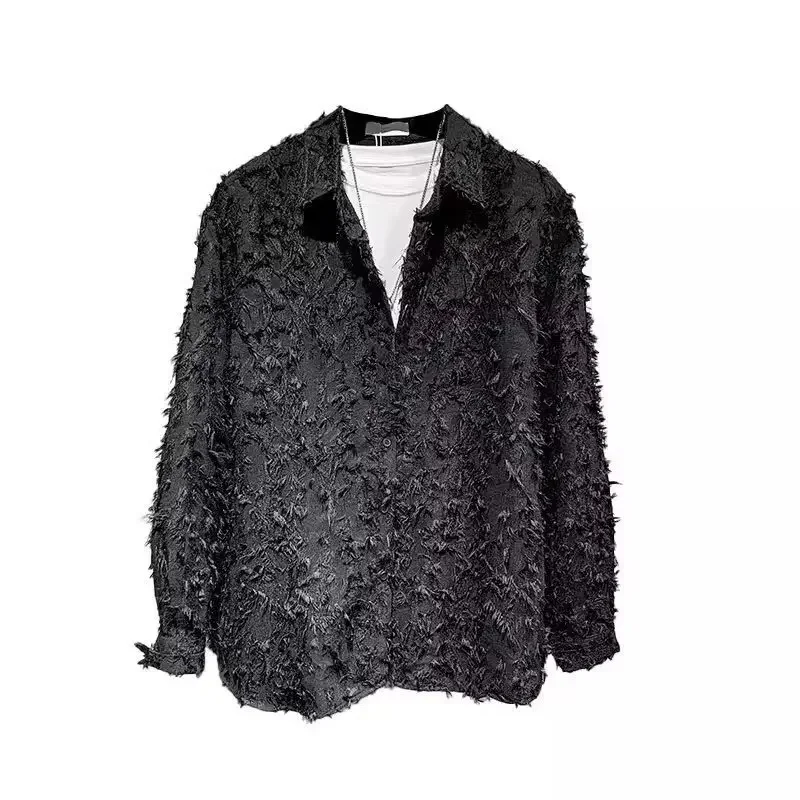 ربيع الخريف نمط جديد الرجال طويلة الأكمام عارضة قميص العصرية تصميم فضفاض صالح الكورية أزياء الفردية الصيف قميص