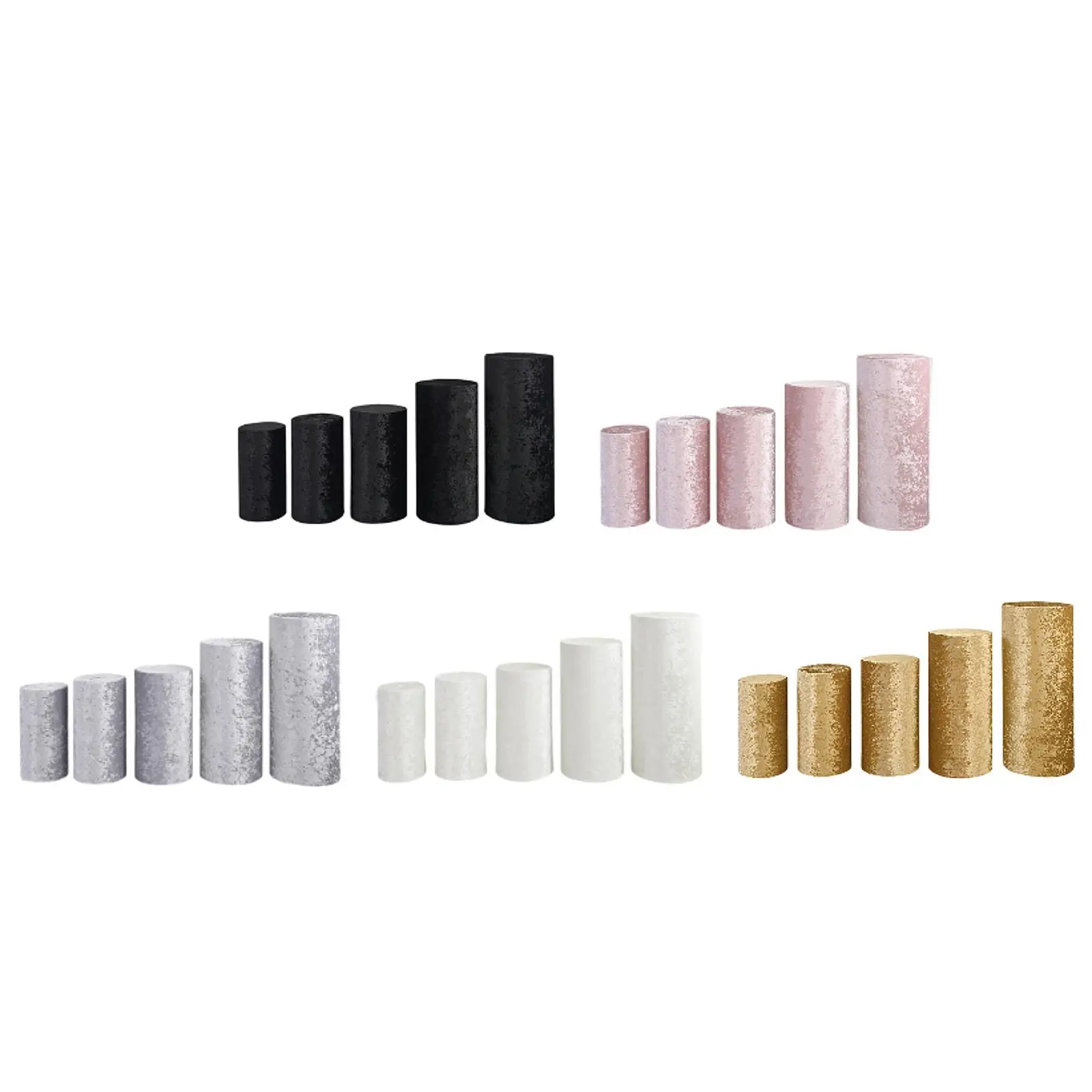 5x Plinth Stand Pillar Covers Trendy Reusable Cylinder Pedestal Covers for Banquet Anniversary Thanksgiving Birthday Engagement