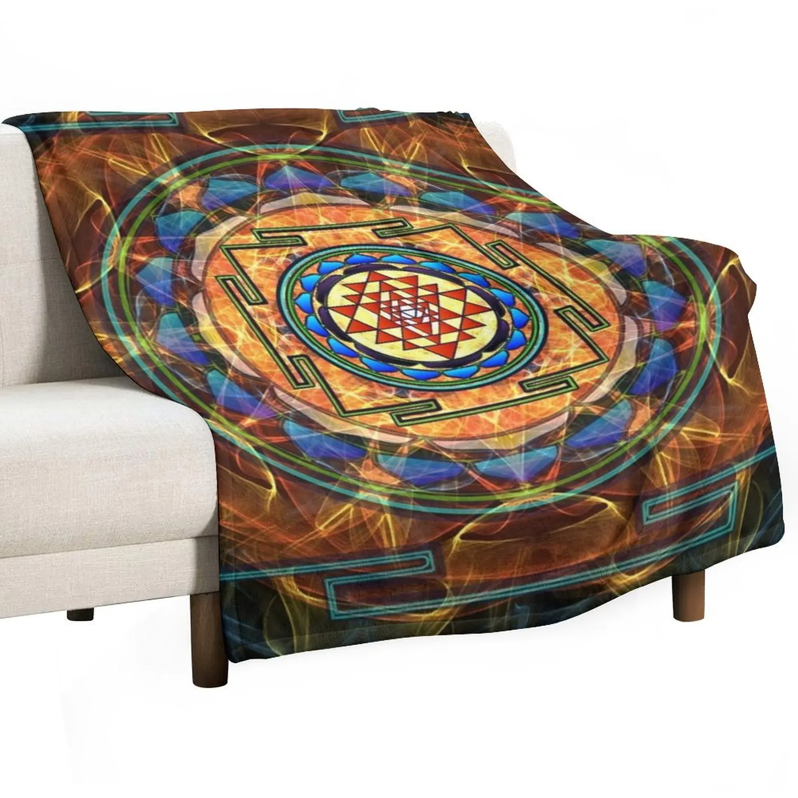 

The Sri Yantra - Sacred Geometry Throw Blanket for sofa Retros Bed linens christmas gifts Blankets