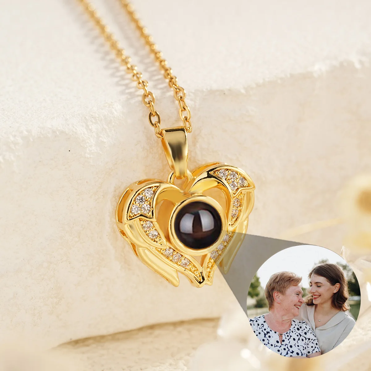 

New Love Projection Necklace for Women Custom 18K Gold Photo Necklace for Lovers Customized Mother's Day Gift Memory Jewelry