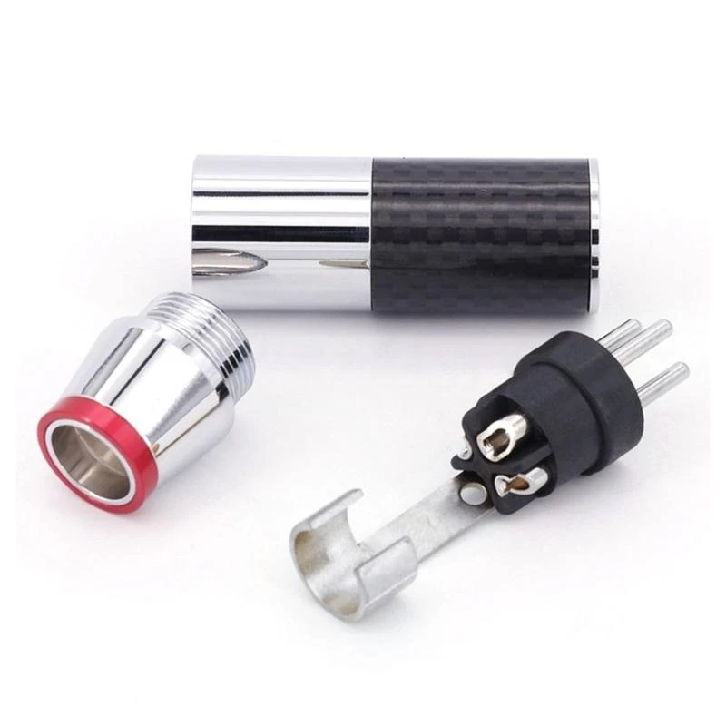 F62C XLR Plugs Adapter 3Pin Carbon Fiber Gold-plated/Rhodium-plating XLR Male/Female Connectors Speaker AUX-Jack Socket