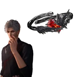 Game Love And Deepspace Sylus Crow Cosplay Ring Unisex Alloy Adjustable Opening Red Gem Rings Punk Jewelry Accessories Prop