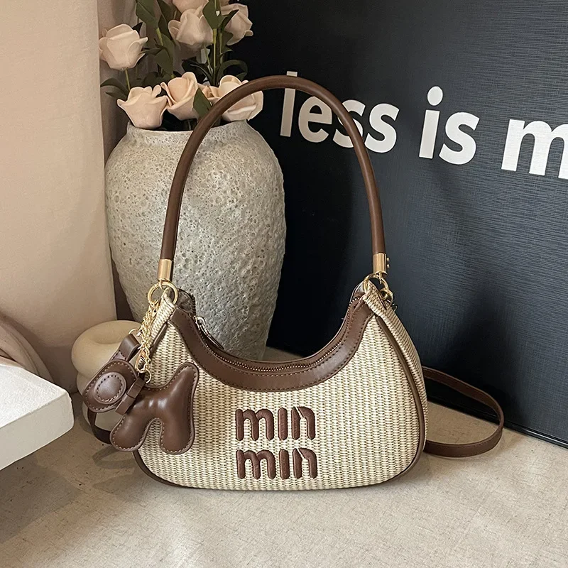 

Летняя тканая сумка через плечо для женщин 2025 года — модная сумка в стиле бохо, через плечо и сумка-тоут