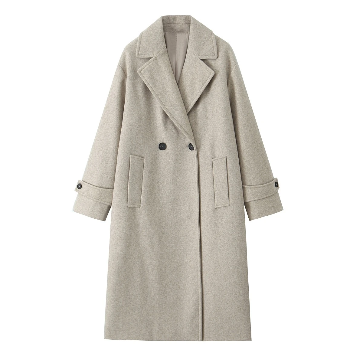 RZRA original 2024 winter new women\'s clothing temperament versatile soft loose lapel long-sleeved woolen coat jacket