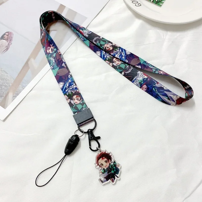 Demon Slayer Lanyards Anime Figuren Schattig Cartoon Lanyard Anime Merchandise Decoratie Telefoon Sleutel Decoratie Werkkaart Accessoires