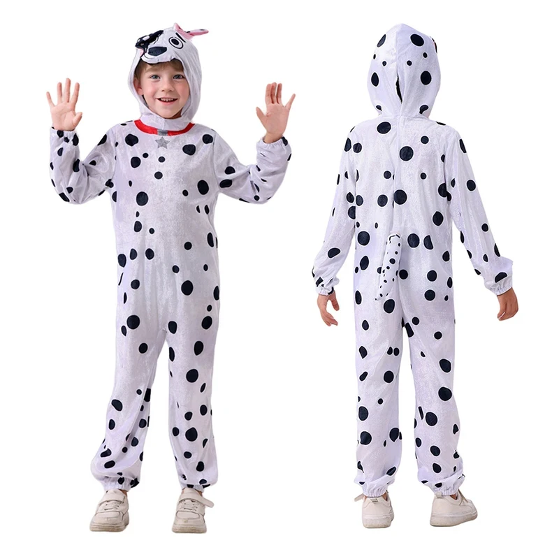 

❤️❤️❤️Cruella 101 Dalmatians Dog Hoodie Jumpsuit Pajamas Dress Halloween Costume for Baby Masquerade Cosplay Anime Home F❤️⭐️❤️