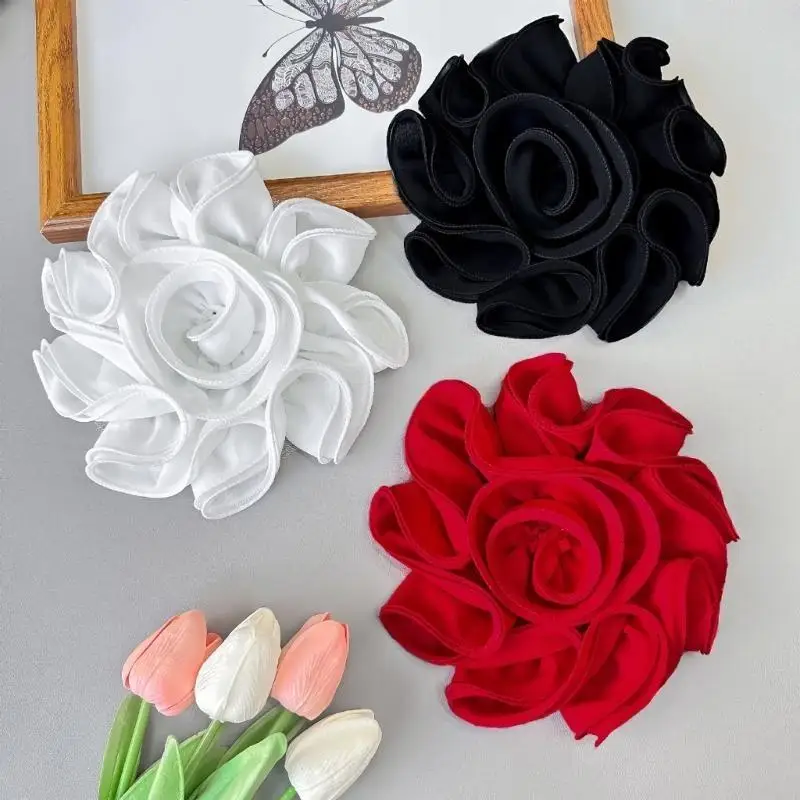 

195E Large Rose Flower Brooches Light Weight Flower Brooch Ceremony Clothes Accessory for Dress and Costume Decoration