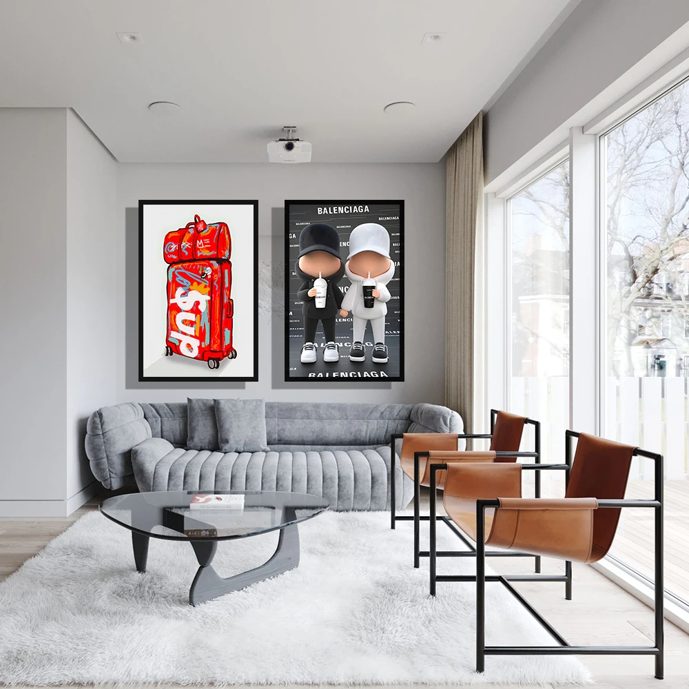 Póster de lona con estampado de equipaje de moda, arte de maleta de marca de lujo, pintura decorativa, decoración de pared moderna para el hogar, sala de estar, Mural, regalos