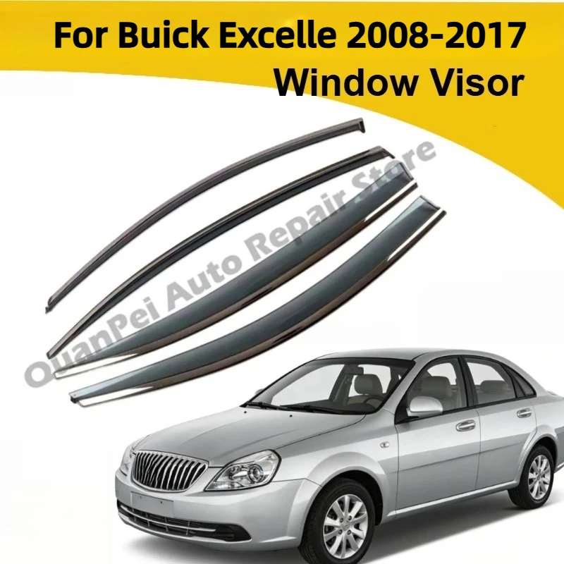 For Buick Excelle 2008-2017 Door Window Deflector Stainless Steel Strip Weather Shield Direct Fit Auto Parts