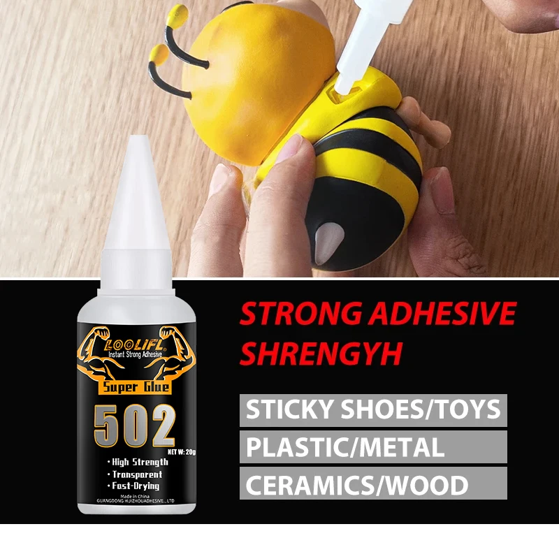 LOOLIFL1-5pcs 502 Super Glue Instant Quick-drying Cyanoacrylate Adhesive Leather Rubber Wood Metal Strong Bond Liquid Glue Tool