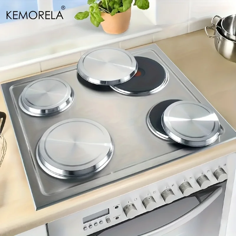 4PCS Electric Stove Burner Covers Rustproof Stainless Steel Round Oven Cover Plates Hob Stove Easy Clean Stove Burner Covers