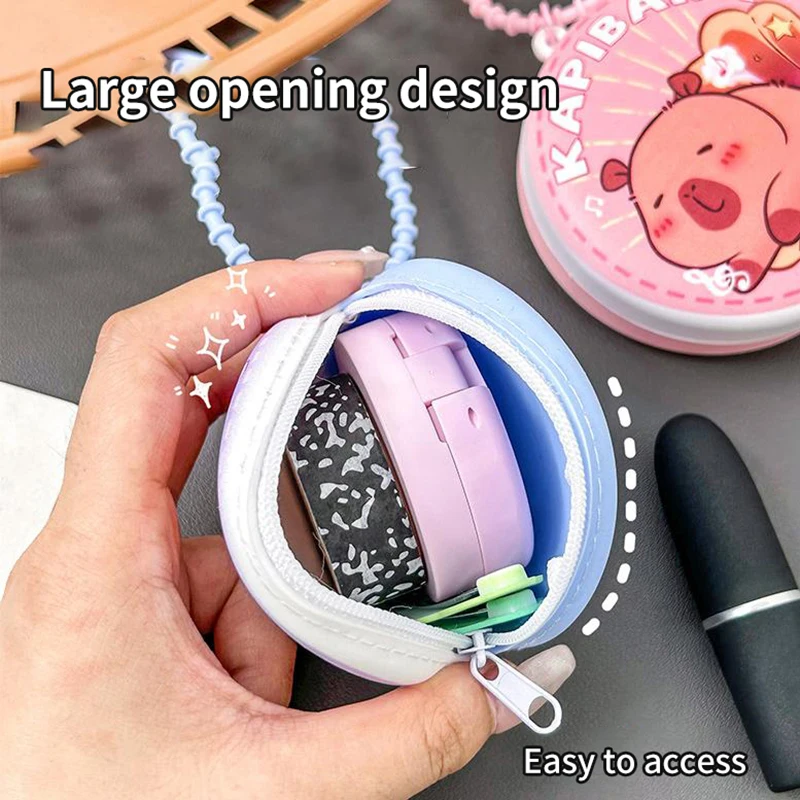 Lovely Cartoon Silicone Rubber Capybara Cute Round Coin Storage Wallet Hang Pendant For Kids Gifts Backpack Hanging Accessories