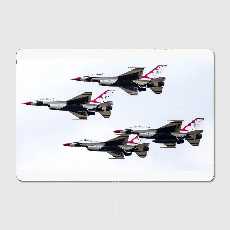 Closeup of The Thunderbirds in tight formation Metal Poster Sign Club Mural Wall Art Plaque Tin Room Decoration Home Decor