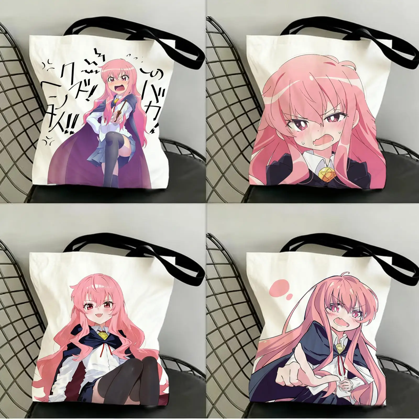 

Zero no Tsukaima Storage Bags Canvas Double-Sided Print Fashion Shoulder Tote Shopping Bag Gift Eco Handbags