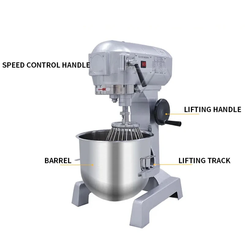 Commercial 20-30L Food Mixer - Multi-Purpose Dough Kneader & Cream Whisking Machine for Bakery, Kitchen, Restaurant Use
