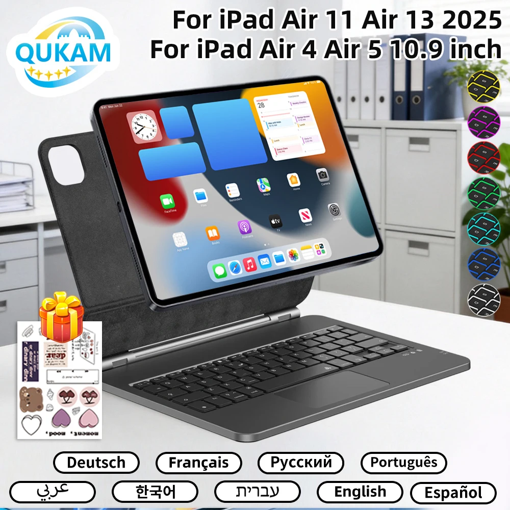 

2025 Magic Keyboard for iPad 10th 11th A16 Magnetic Case iPad Air 4 5 Pro 11 12.9" 3rd 4th 5th 6th Air 11 13in Wireless Keyboard