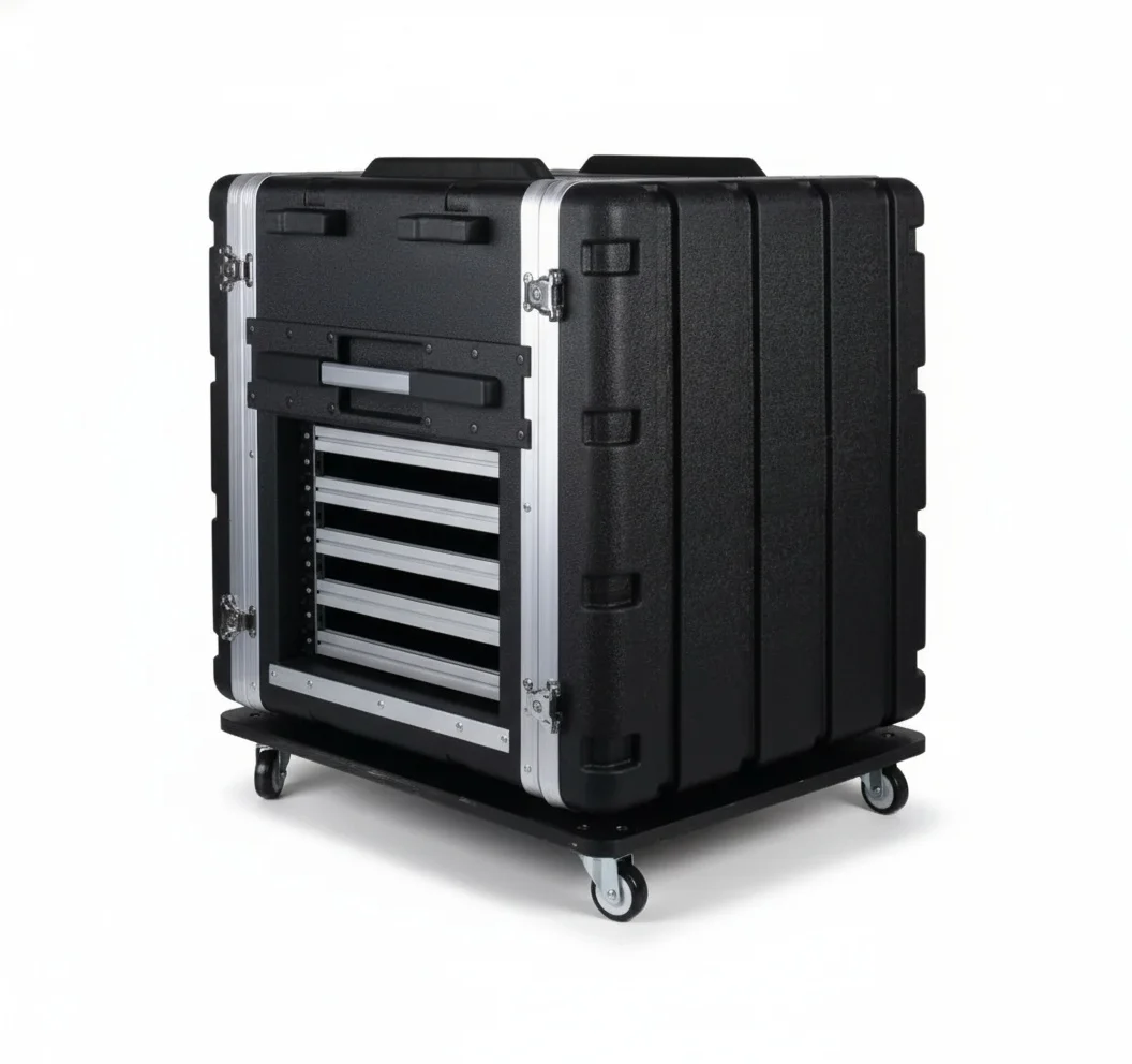 

12U ABS Rack Case, 17 inch/432mm Depth Audio Flight Case, Heavy Duty with Wheel Board, for DJ PA Gear Amplifiers and Preamps