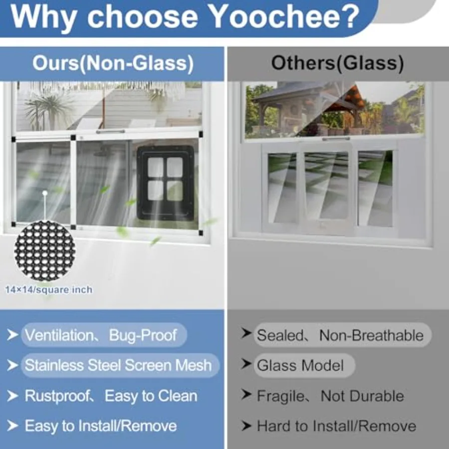باب الحيوانات الأليفة ذو التهوية للنافذة يناسب نافذة عرض 3239 2 دقيقة تثبيت إطار من الألومنيوم + شبكة من الاستانلس ستيل قابلة للتنفس ومضادة للحشرات