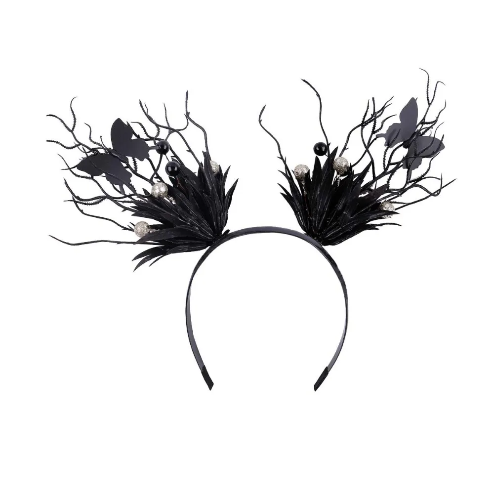 

Funny Halloween Hair Hoop Dark Butterfly Pearls Deer Antlers Branch Headband Bat Mesh Festival Hair Accessories Fun Decoration